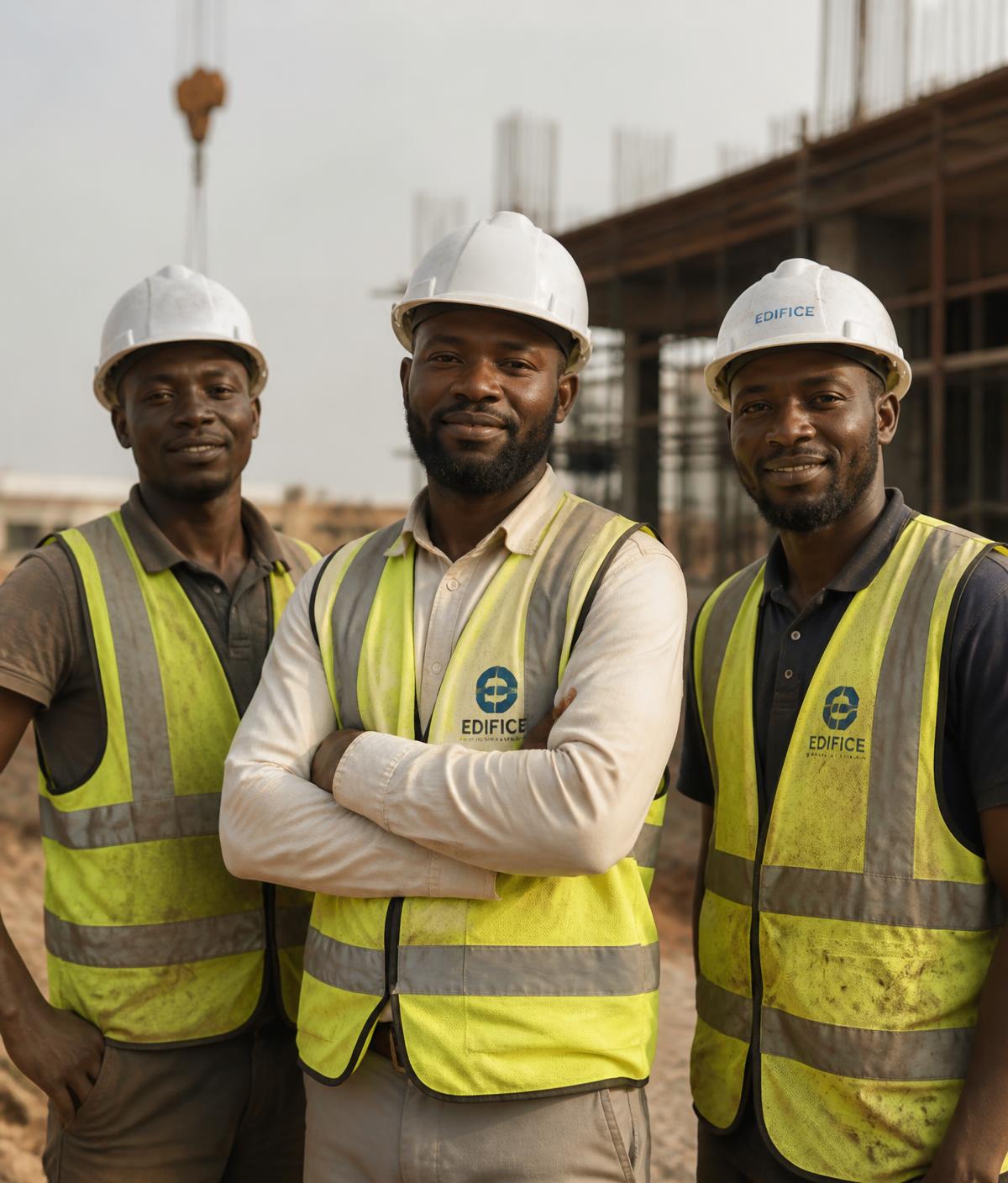 GTGABOD construction crew walking through an unfinished office floor in Lagos